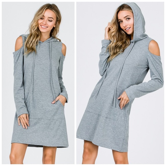 ❤️ LAST 1! Heather Gray French Terry Hoodie Dress! - Picture 4 of 8